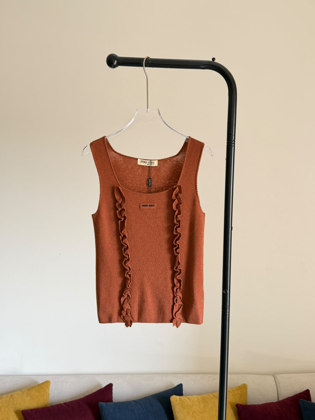 Miu Miu Cashmere and Silk Ruffle-Trim Tops