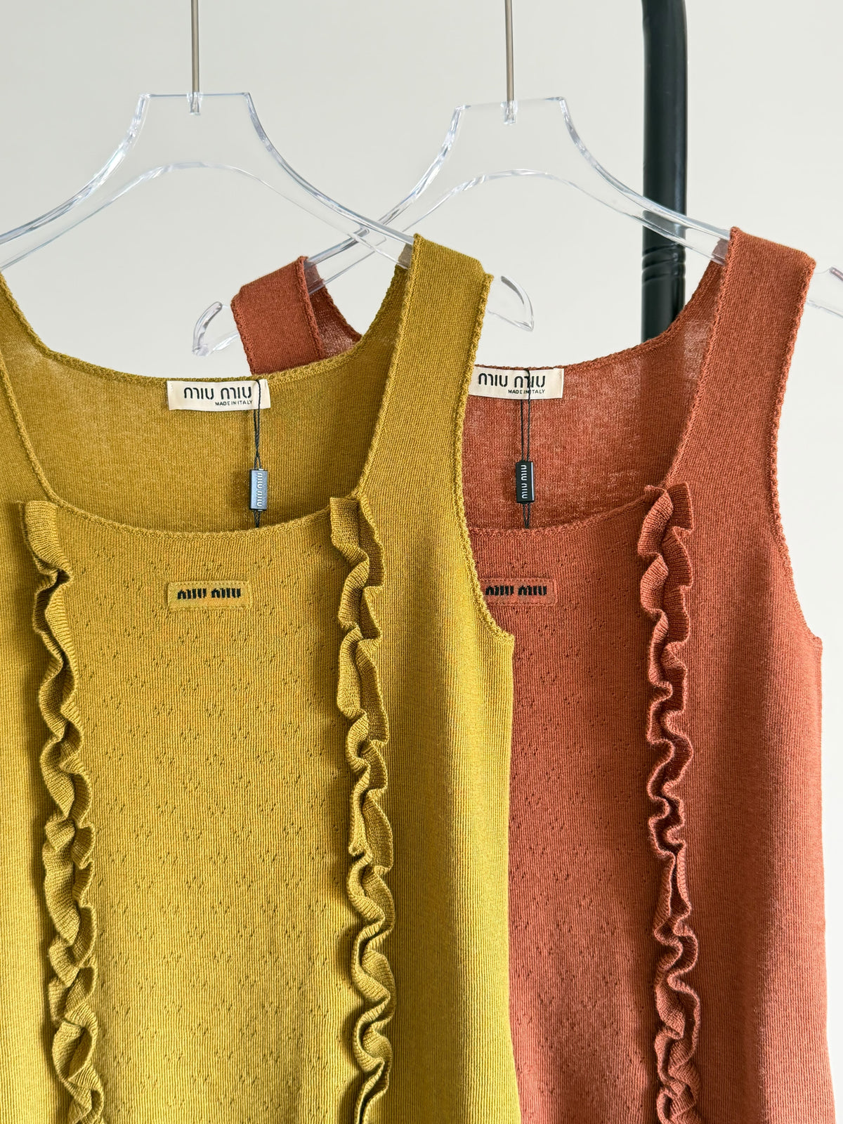 Miu Miu Cashmere and Silk Ruffle-Trim Tops