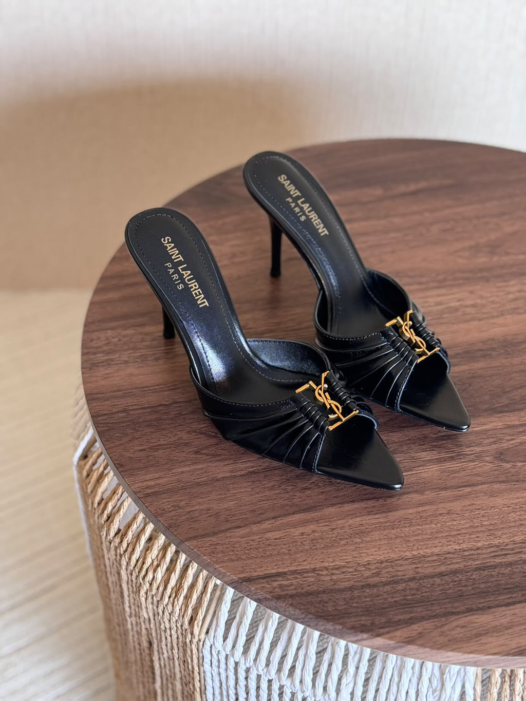 Saint Laurent Babylone Mules in Smooth Leather
