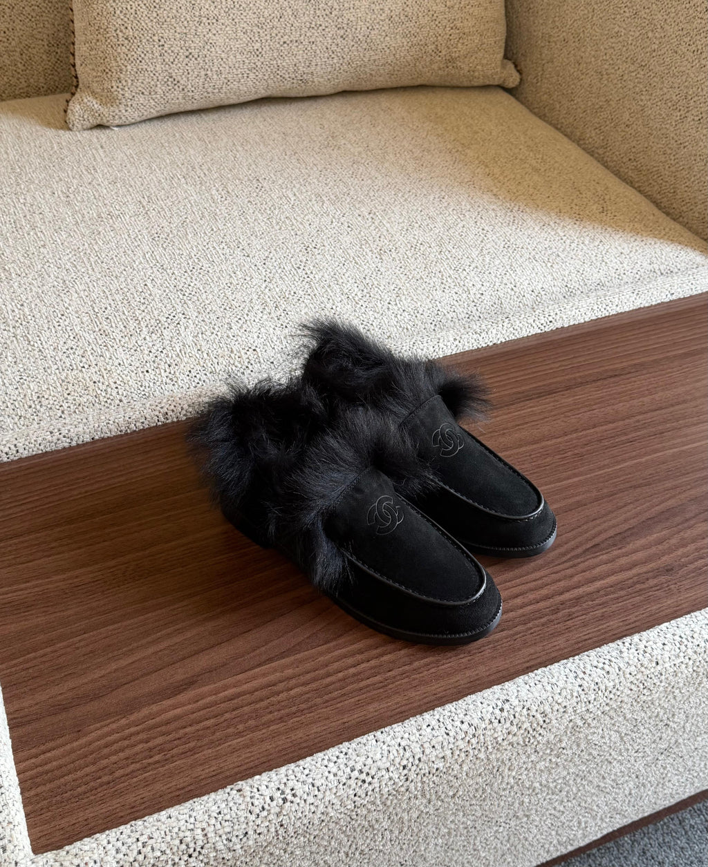 Chanel Coco Neige Shearling Moccasins