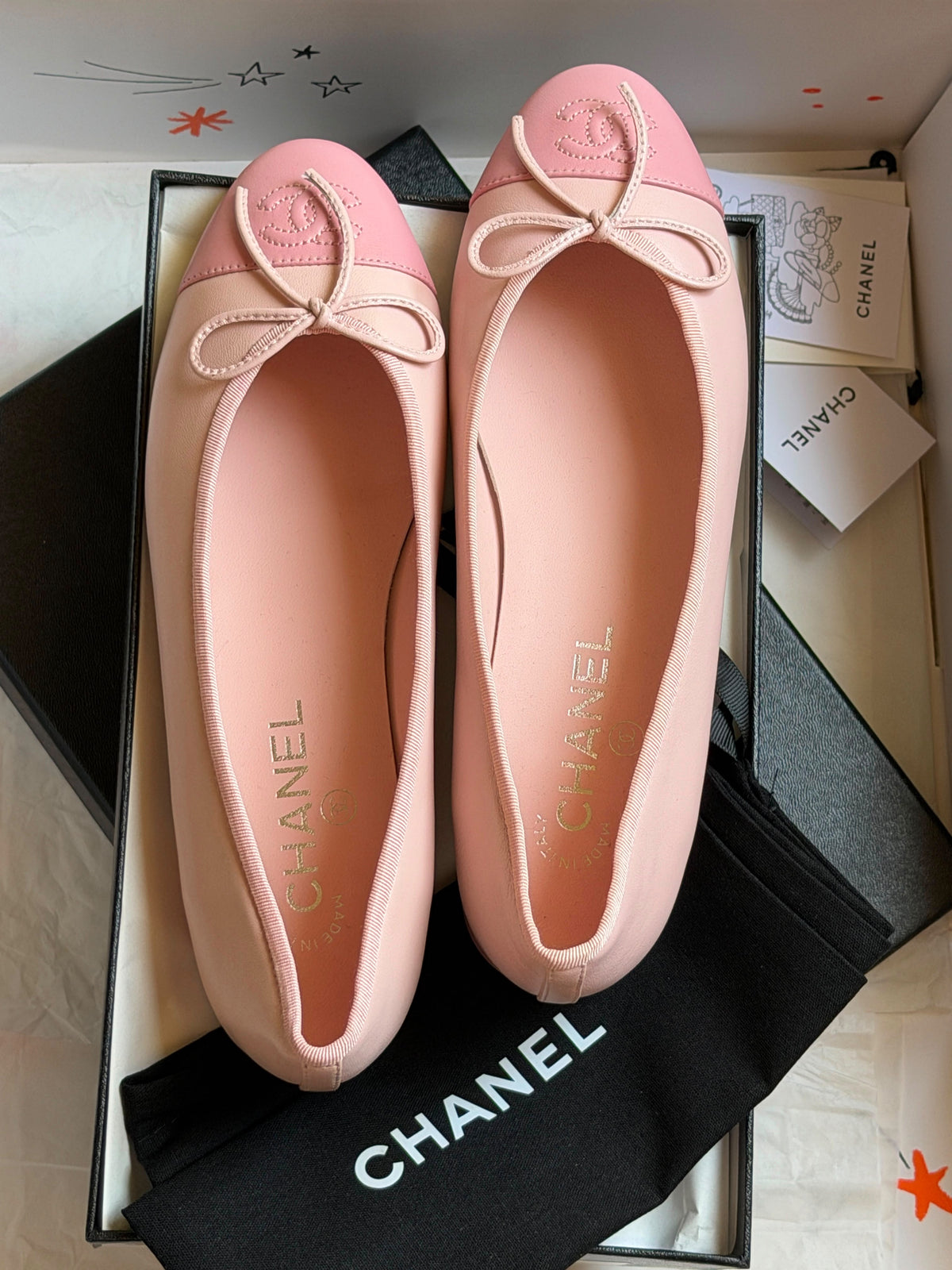 Chanel Lambskin CC Cap-Toe Ballerina Flats