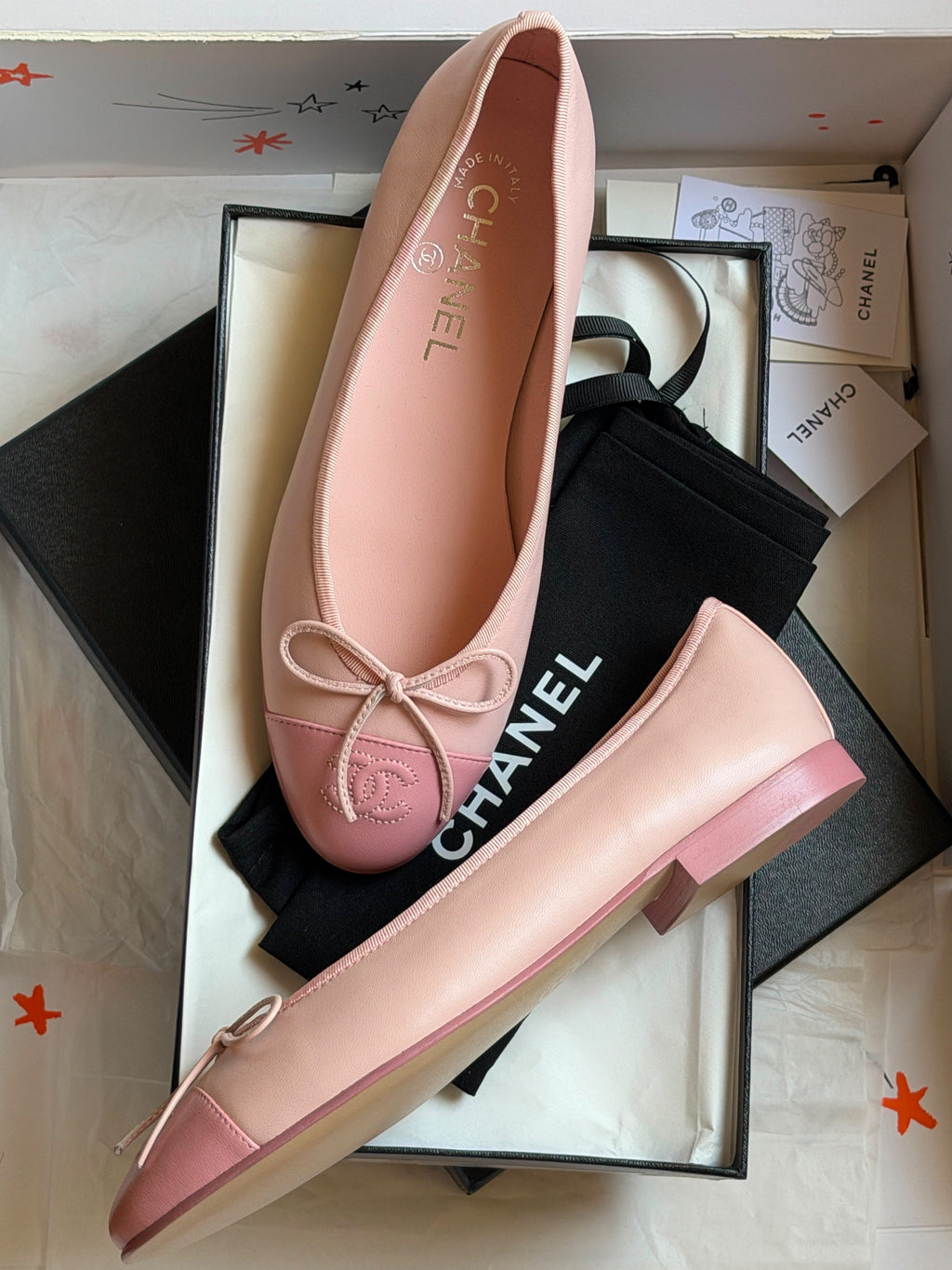 Chanel Lambskin CC Cap-Toe Ballerina Flats