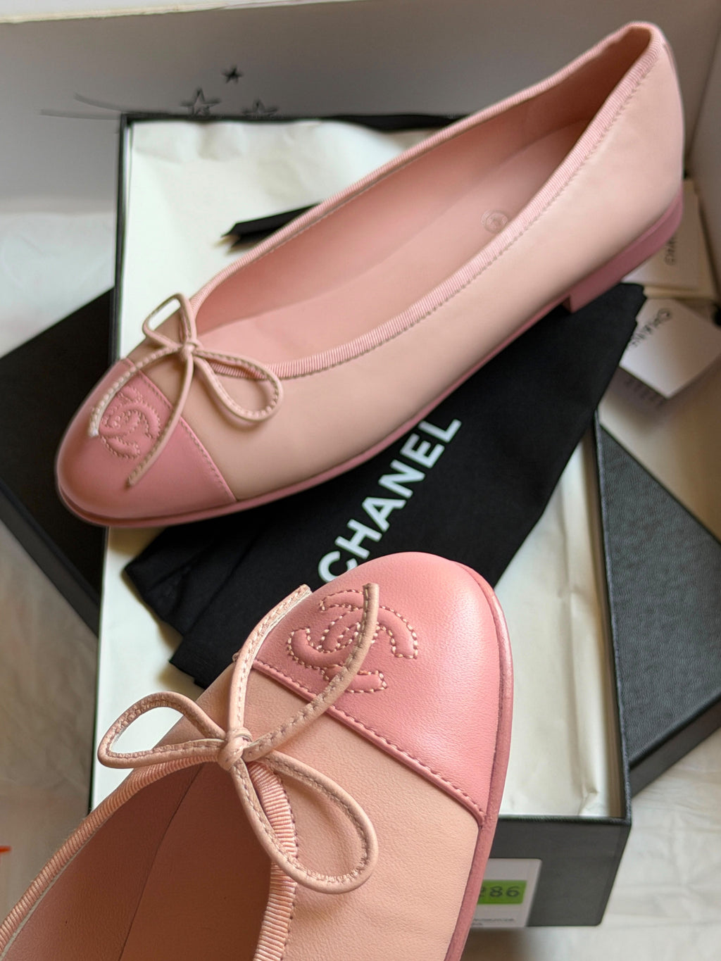 Chanel Lambskin CC Cap-Toe Ballerina Flats