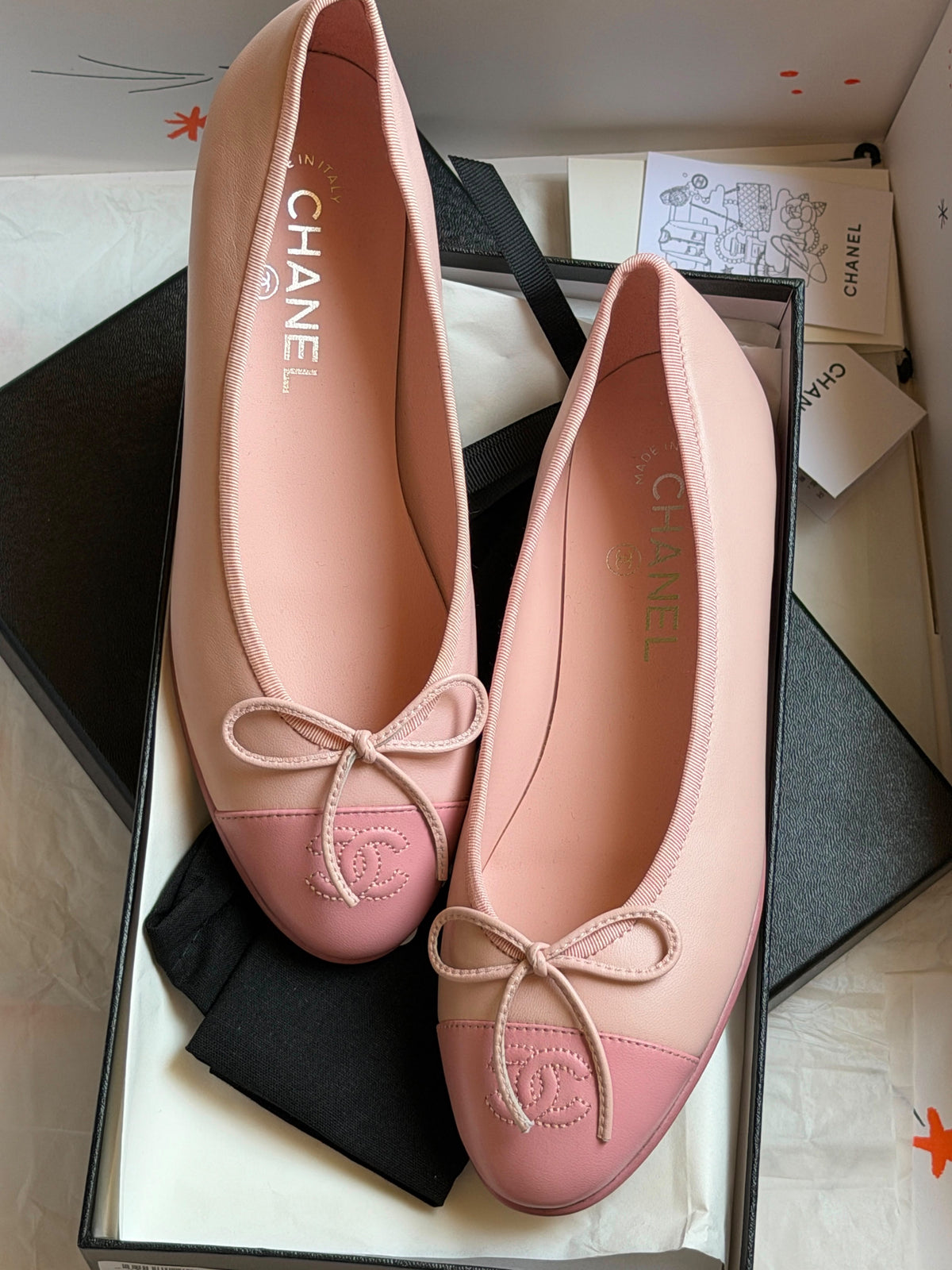 Chanel Lambskin CC Cap-Toe Ballerina Flats