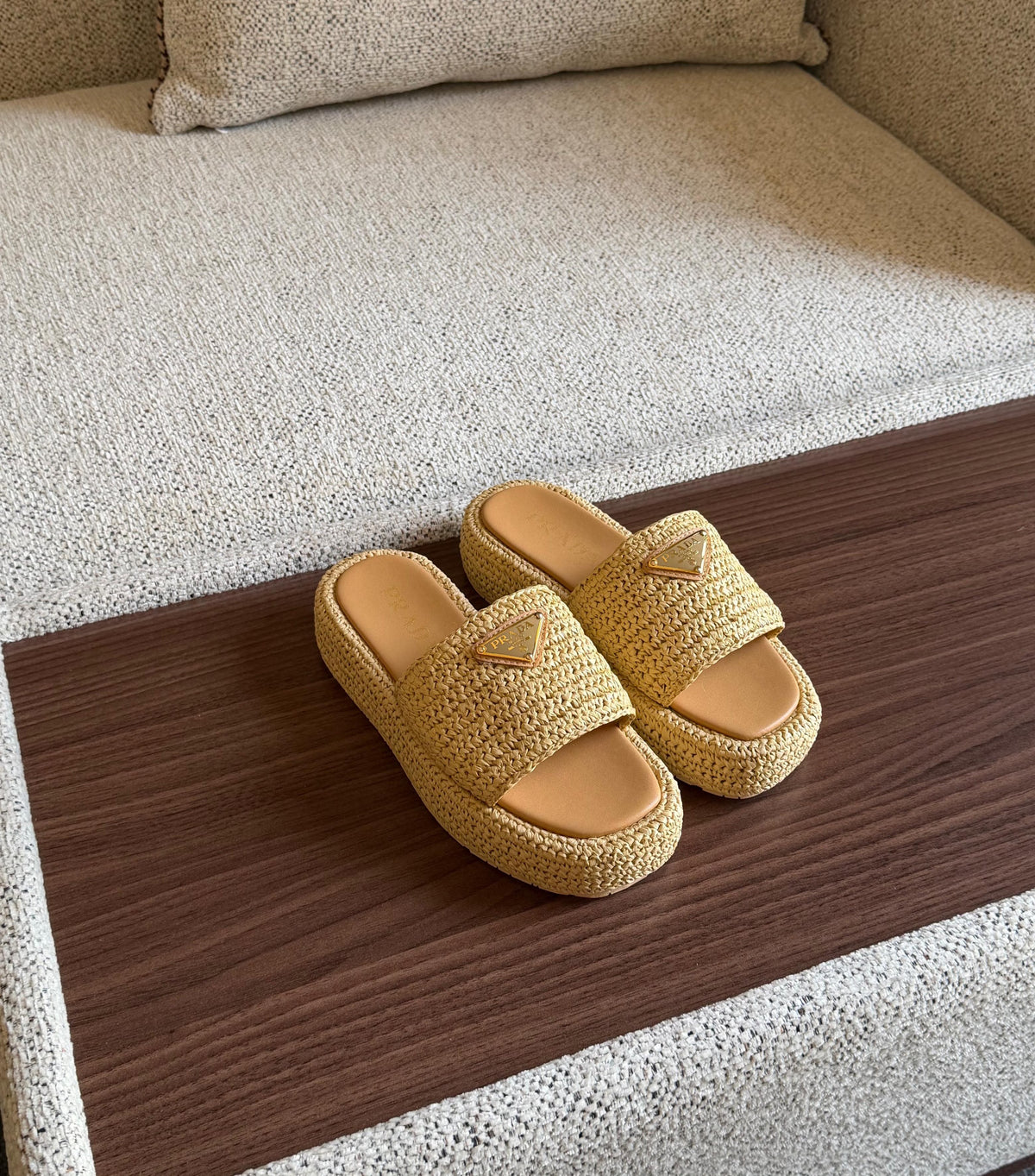 Prada Crochet Flatform Slides