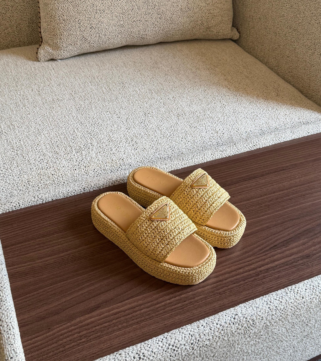 Prada Crochet Flatform Slides