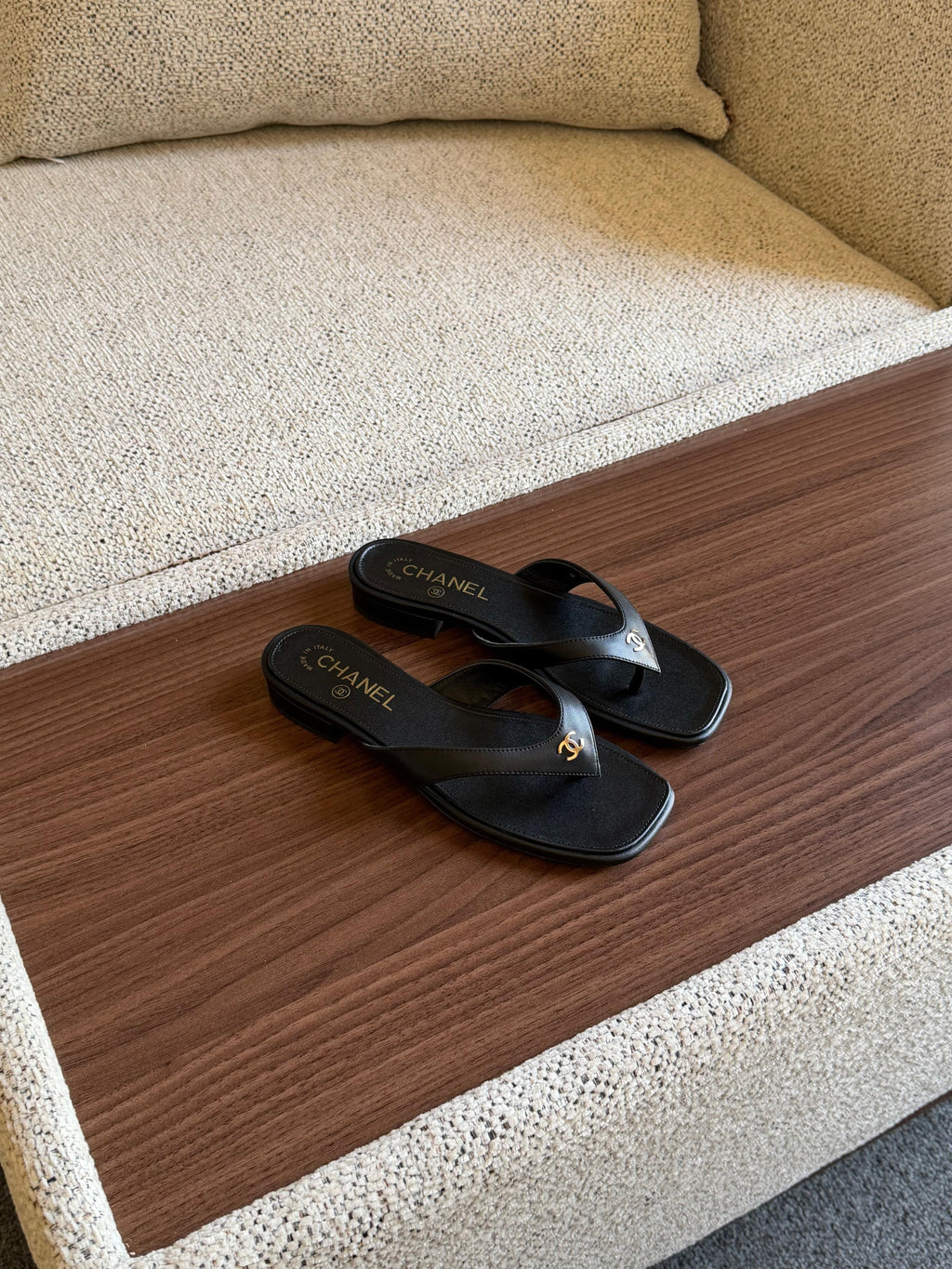 Chanel Goatskin CC Thong Sandals