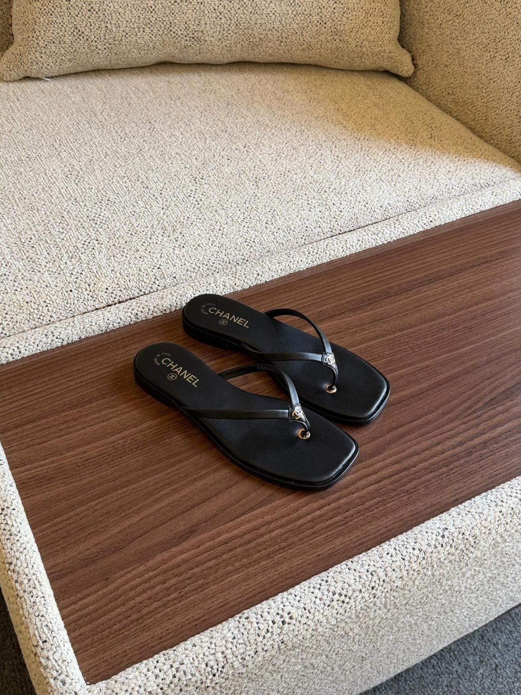 Chanel Goatskin CC Thong Sandals