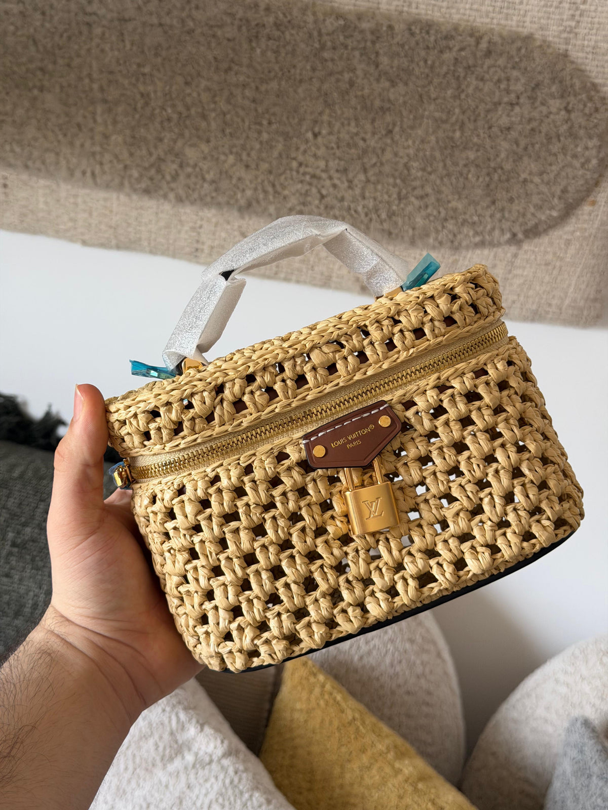 Louis Vuitton Vanity Chain Pouch in Raffia Bag