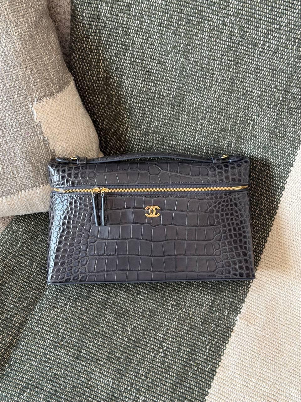 Chanel Crocodile-Embossed Calfskin Slim Vanity with Chain Bag