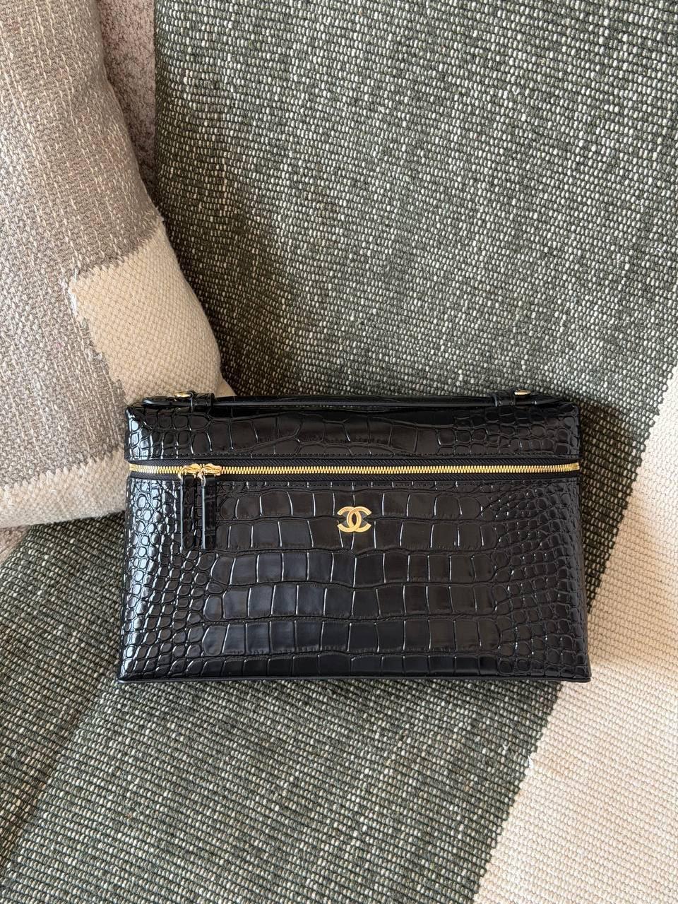 Chanel Crocodile-Embossed Calfskin Slim Vanity with Chain Bag