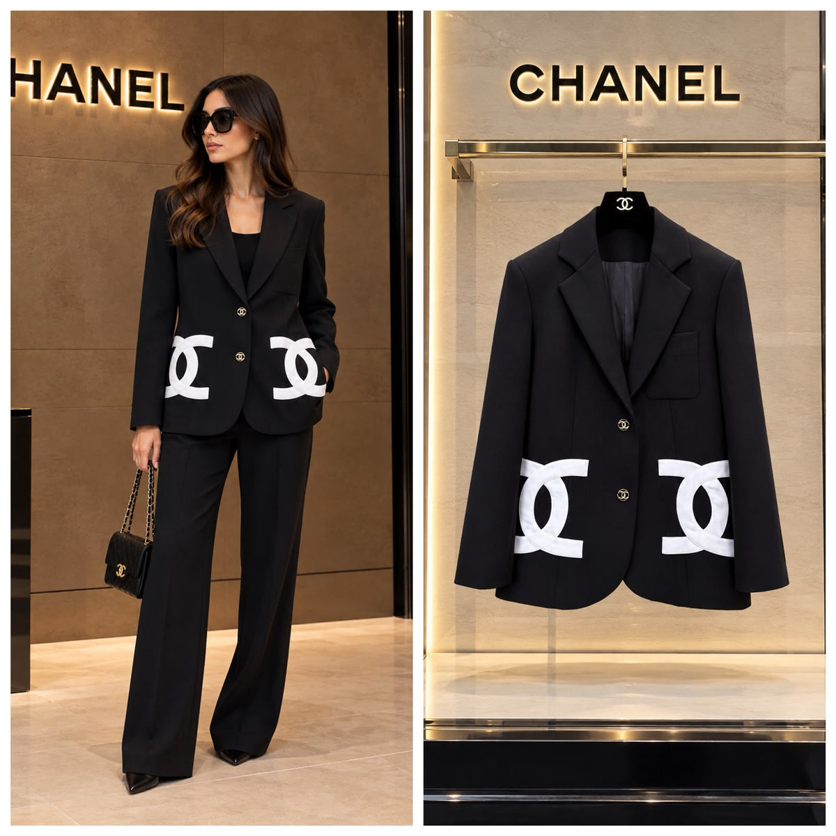 Chanel Oversized Graphic CC Logo Blazer
