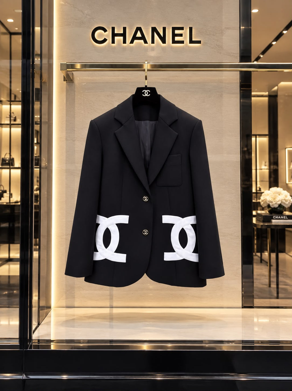 Chanel Oversized Graphic CC Logo Blazer