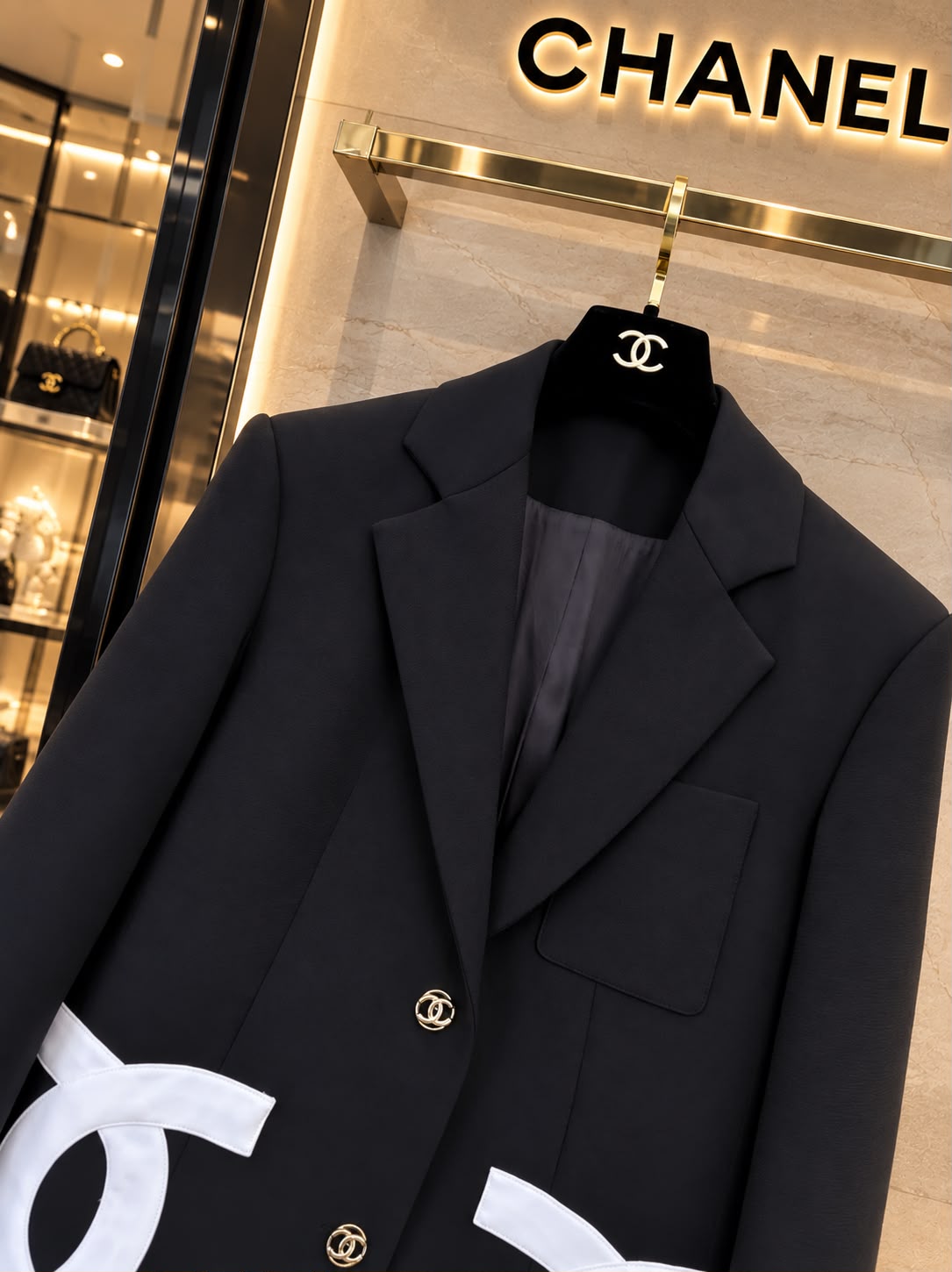 Chanel Oversized Graphic CC Logo Blazer
