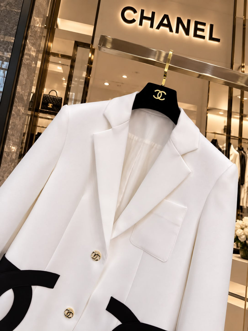 Chanel Oversized Graphic CC Logo Blazer