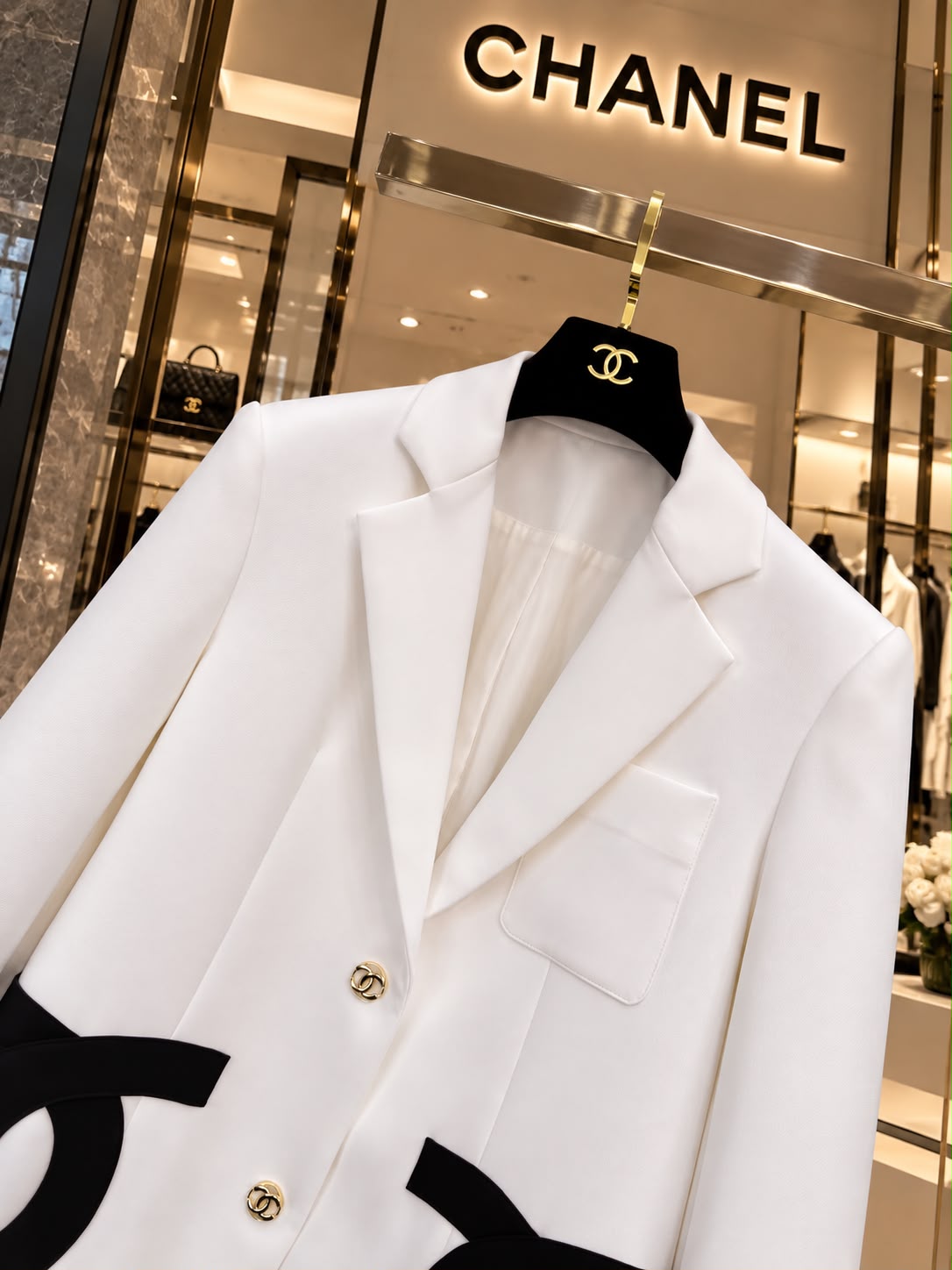 Chanel Oversized Graphic CC Logo Blazer