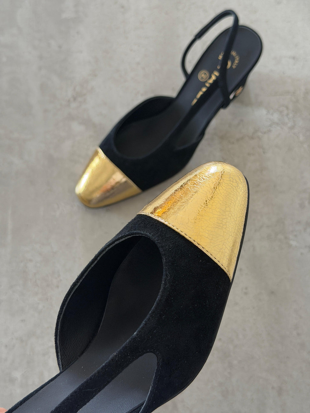 Chanel Bicolor CC Cap-Toe Slingback Pumps