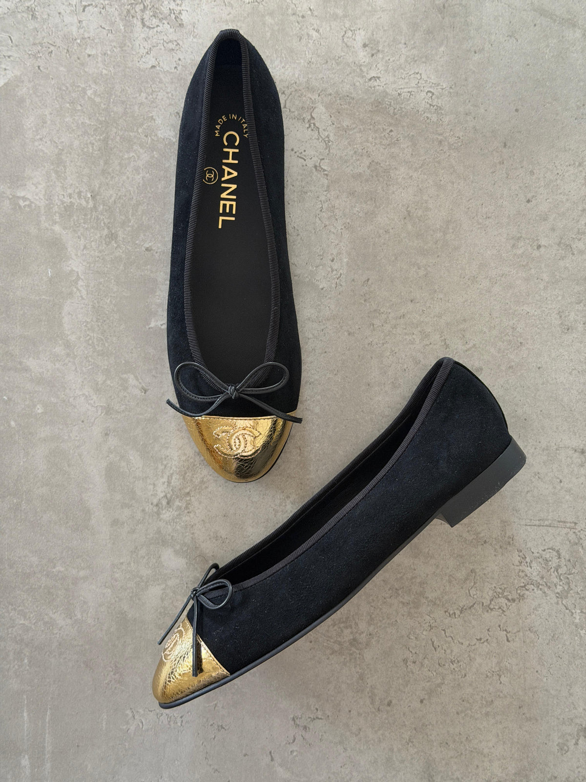 Chanel Lambskin CC Cap-Toe Ballerina Flats