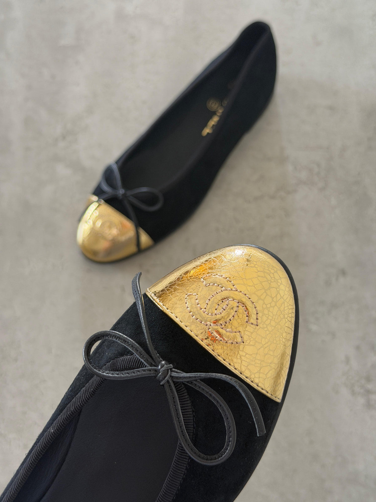 Chanel Lambskin CC Cap-Toe Ballerina Flats