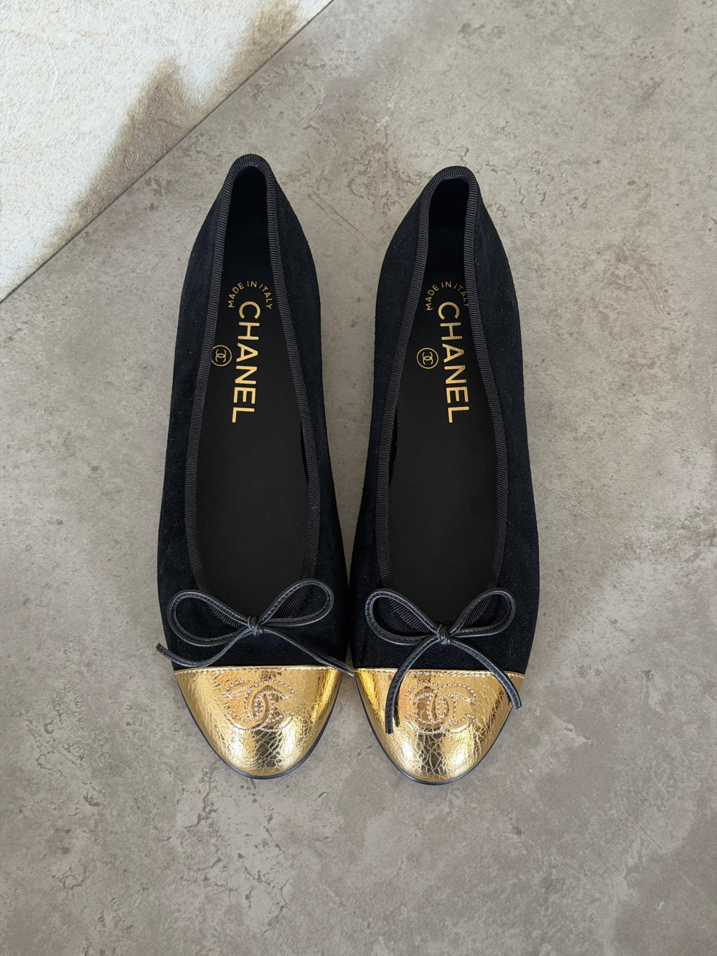 Chanel Lambskin CC Cap-Toe Ballerina Flats
