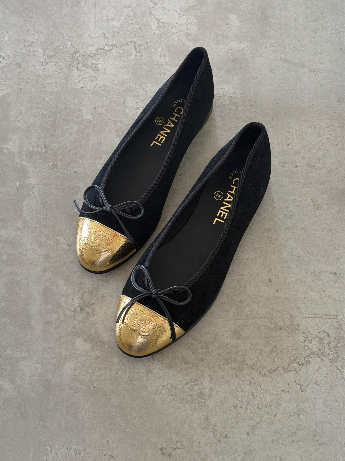 Chanel Lambskin CC Cap-Toe Ballerina Flats