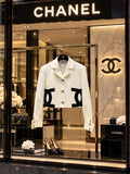 Chanel Cropped Graphic CC Logo Jacket