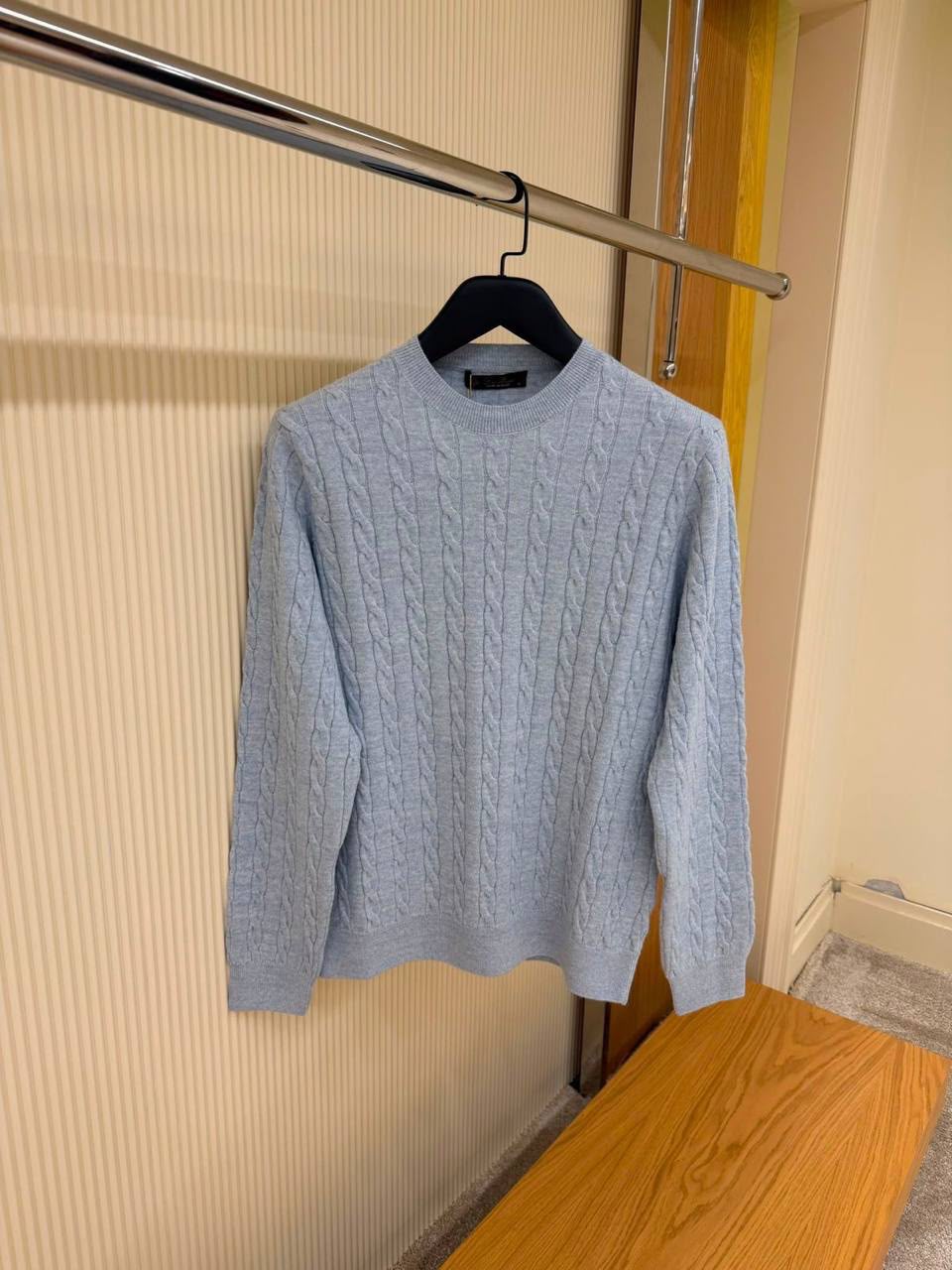 Loro Piana Cedar Cable-Knit Cashmere Crewneck Sweaters