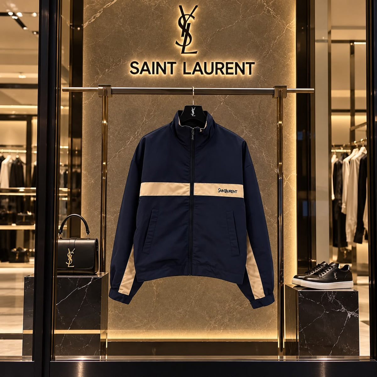 Saint Laurent Jacket in Cotton/Brushed Cotton Canvas