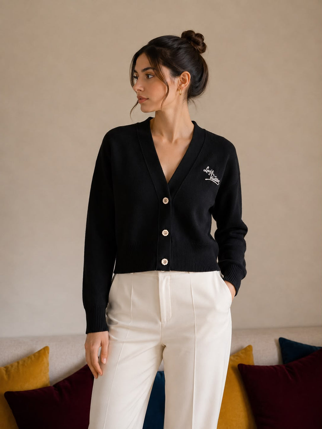 Louis Vuitton Signature Jewel Button Cardigan