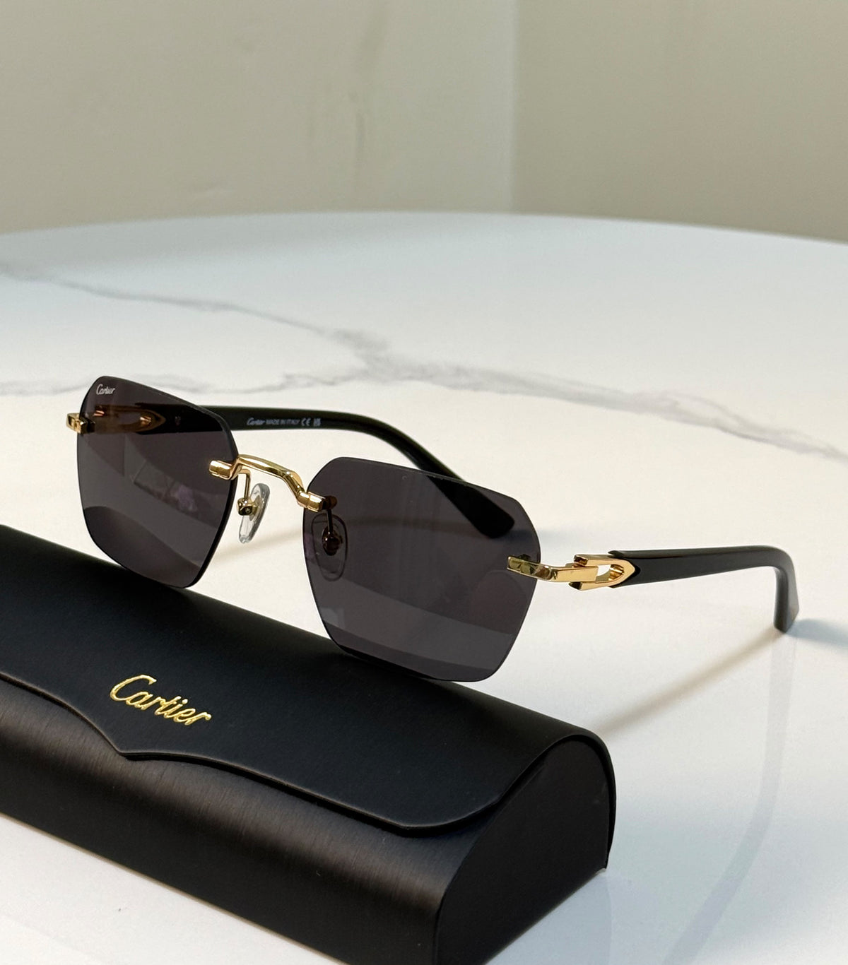 Signature C de Cartier Rimless Rectangle Sunglasses