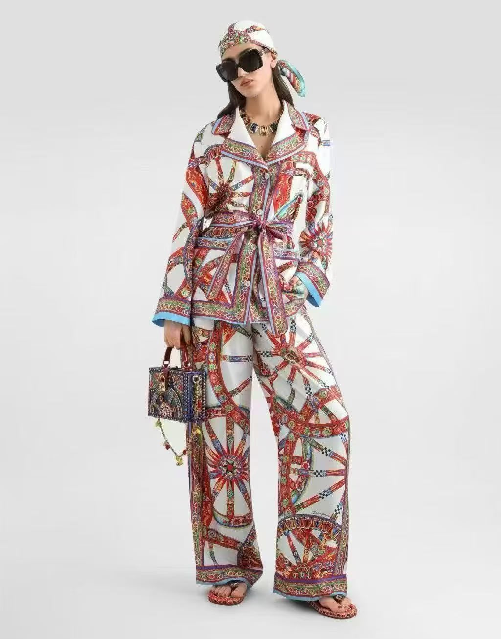 Dolce & Gabbana Carretto-Print Silk Twill Set