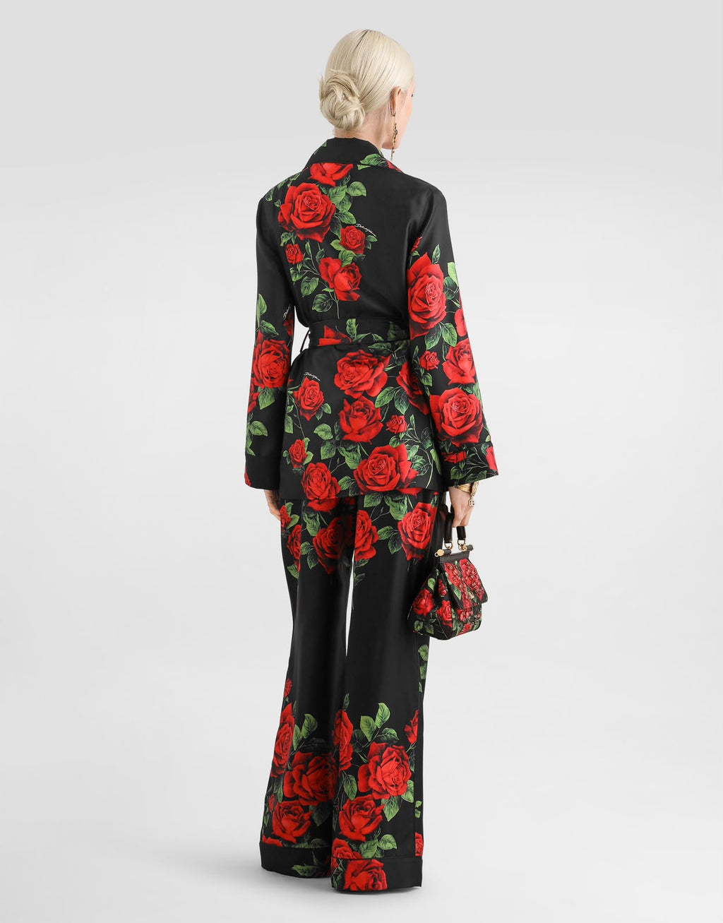 Dolce & Gabbana Rose-Print Silk Twill Set