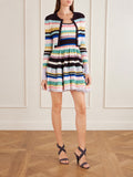 Alaia Striped Pointelle-Knit Mini Dress and Matching Cropped Cardigan Set