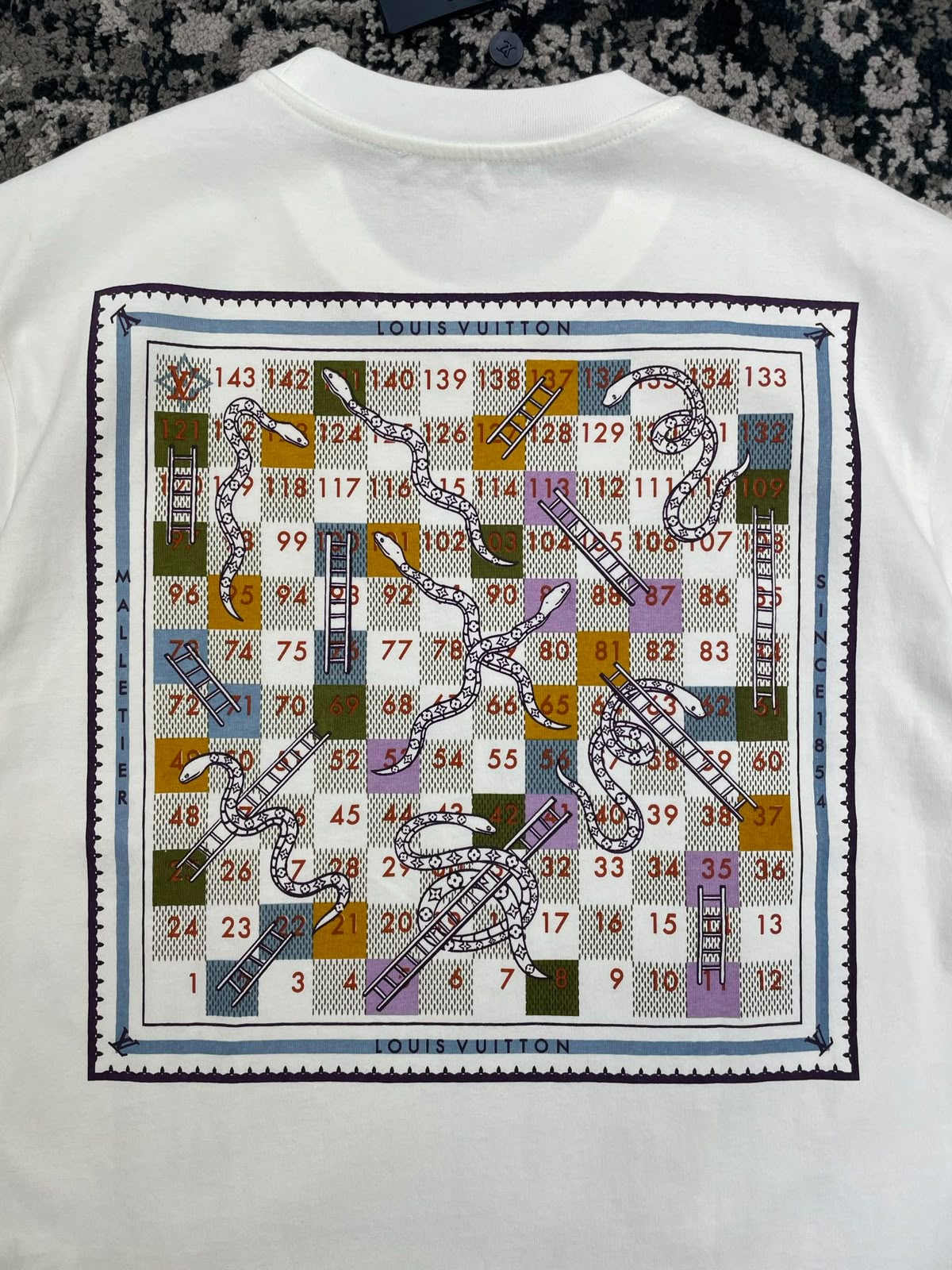 Louis Vuitton Printed T-Shirt with Snakes and Ladders Motif