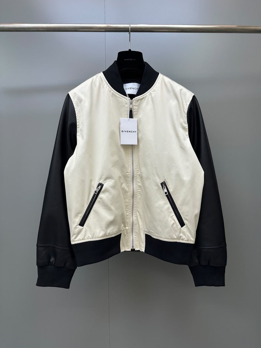 Givenchy Mix-Material Blouson with Givenchy Paris Embroidery