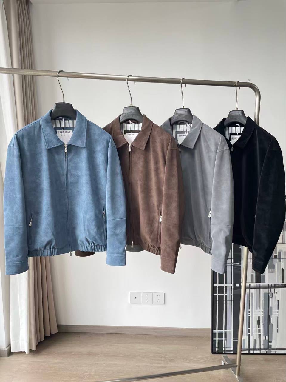 Brunello Cucinelli Suede Zip Blouson Jacket