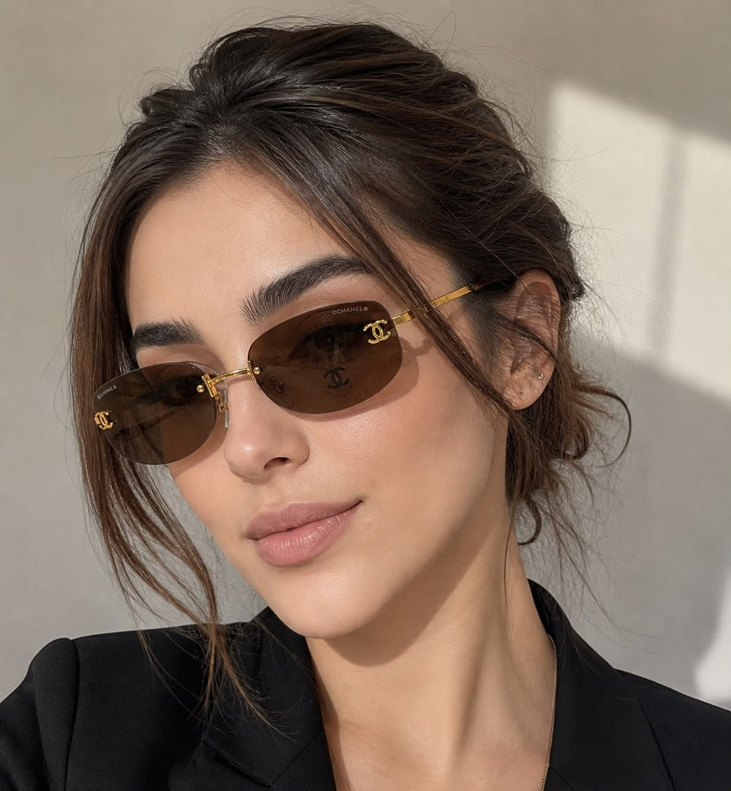 Chanel CC Logo Rimless Sunglasses