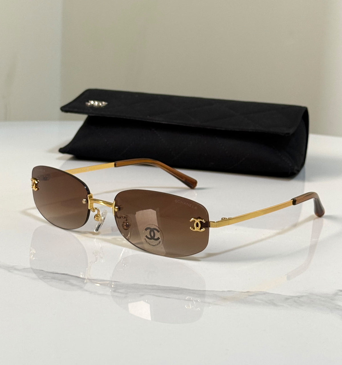 Chanel CC Logo Rimless Sunglasses