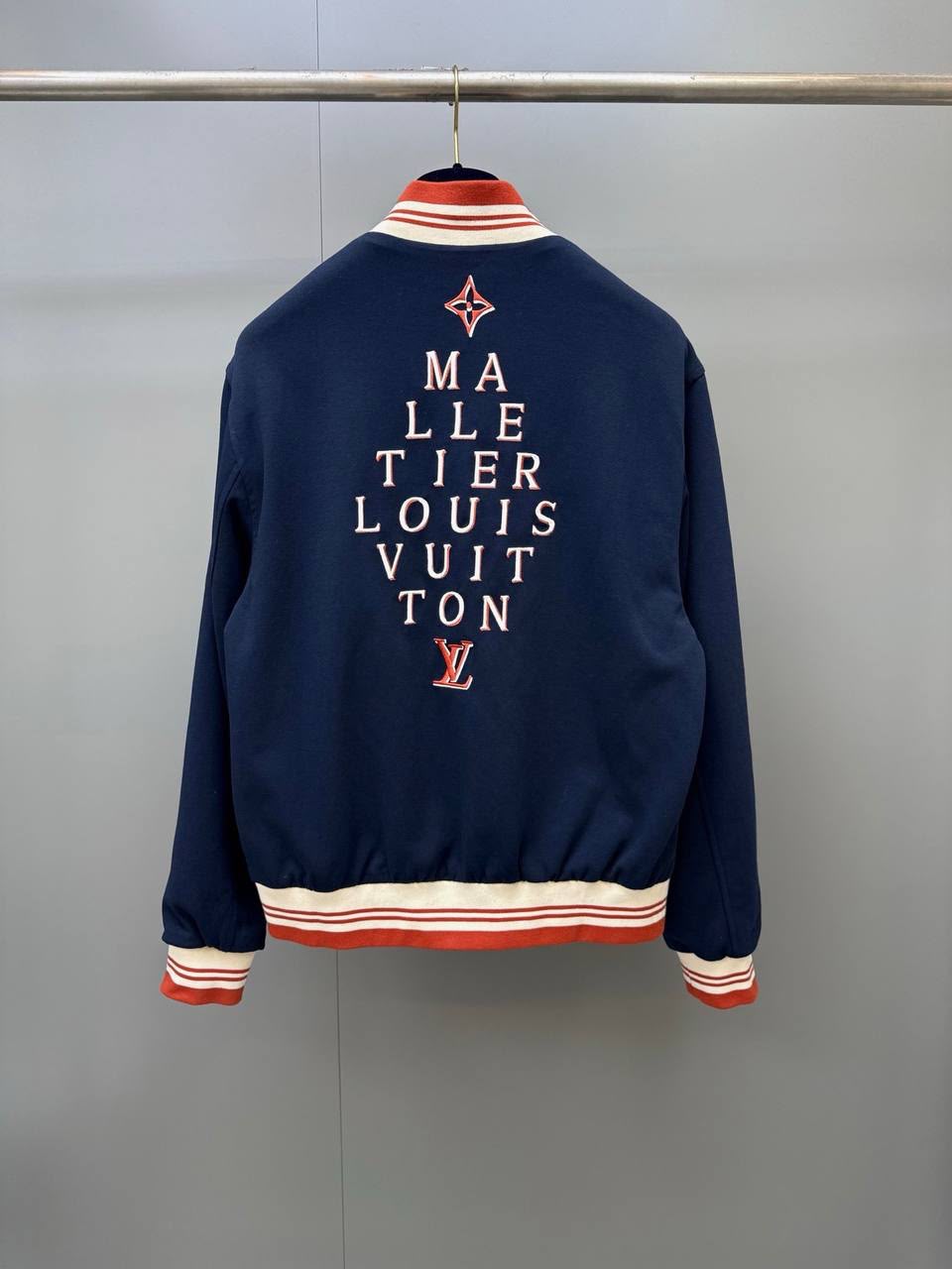 Louis Vuitton Elegant Varsity Jacket in Deep Navy Cotton Jersey