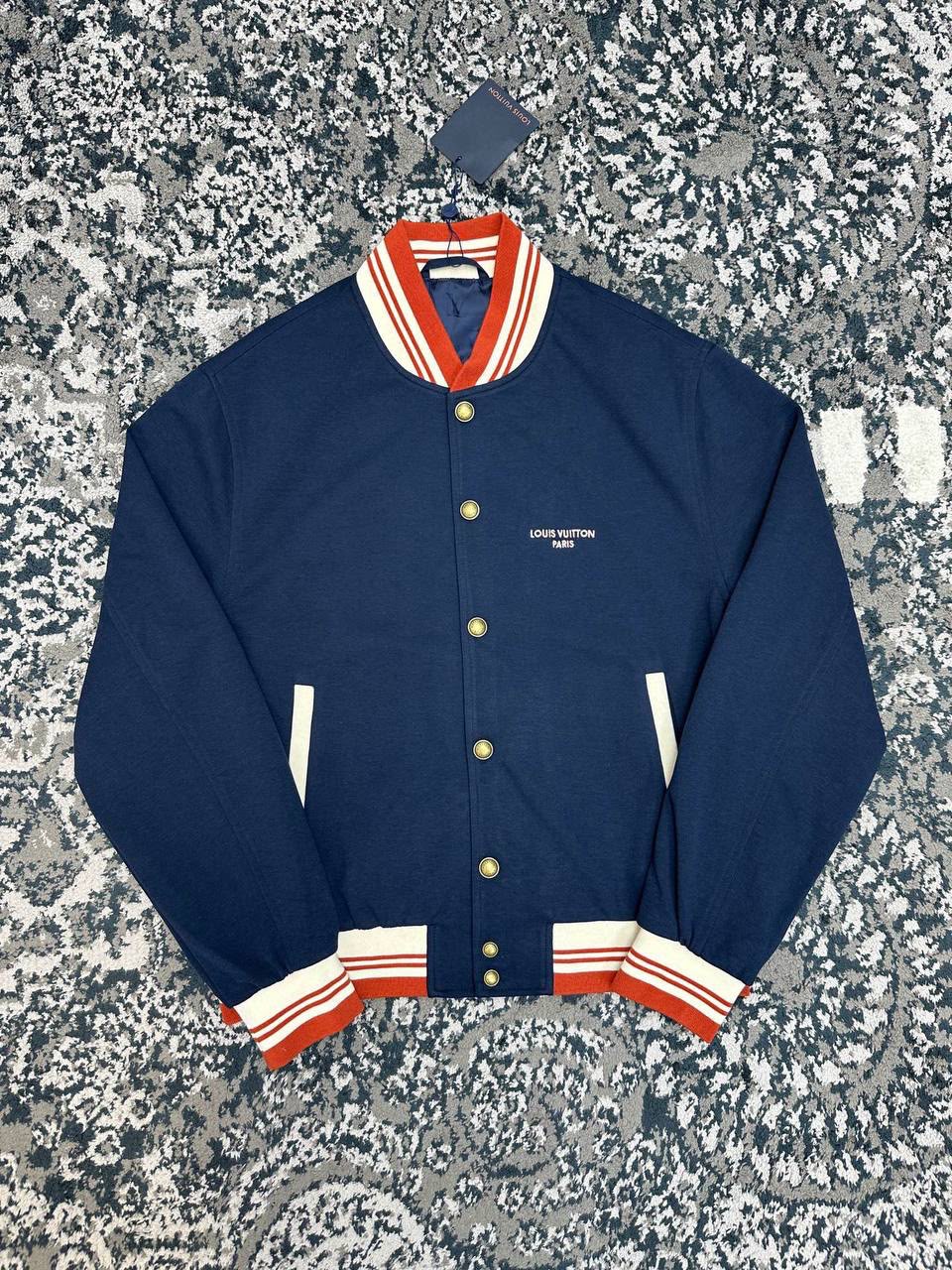 Louis Vuitton Elegant Varsity Jacket in Deep Navy Cotton Jersey
