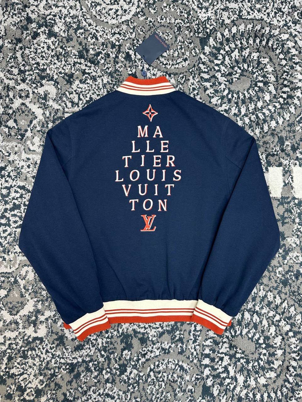 Louis Vuitton Elegant Varsity Jacket in Deep Navy Cotton Jersey