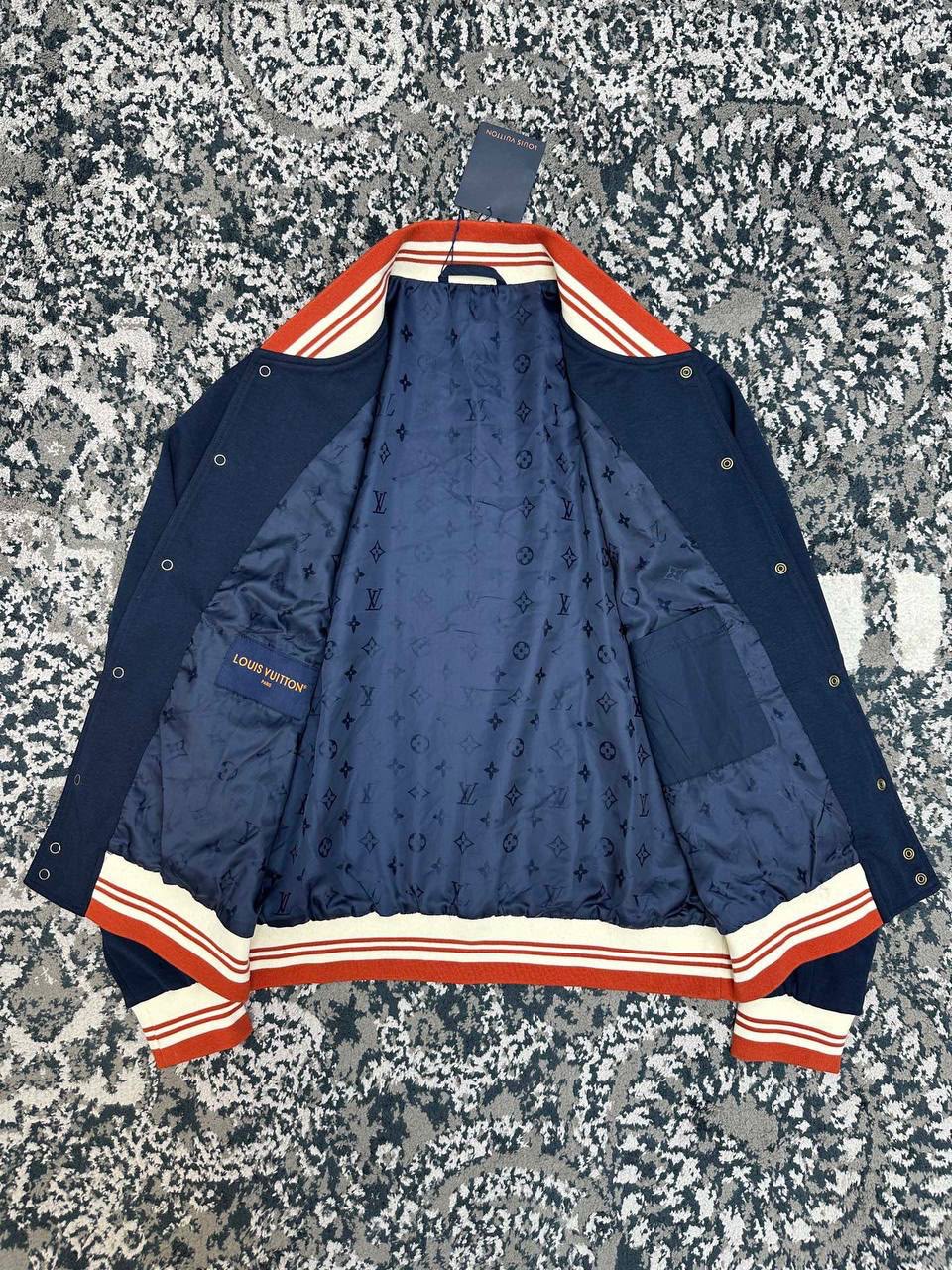 Louis Vuitton Elegant Varsity Jacket in Deep Navy Cotton Jersey