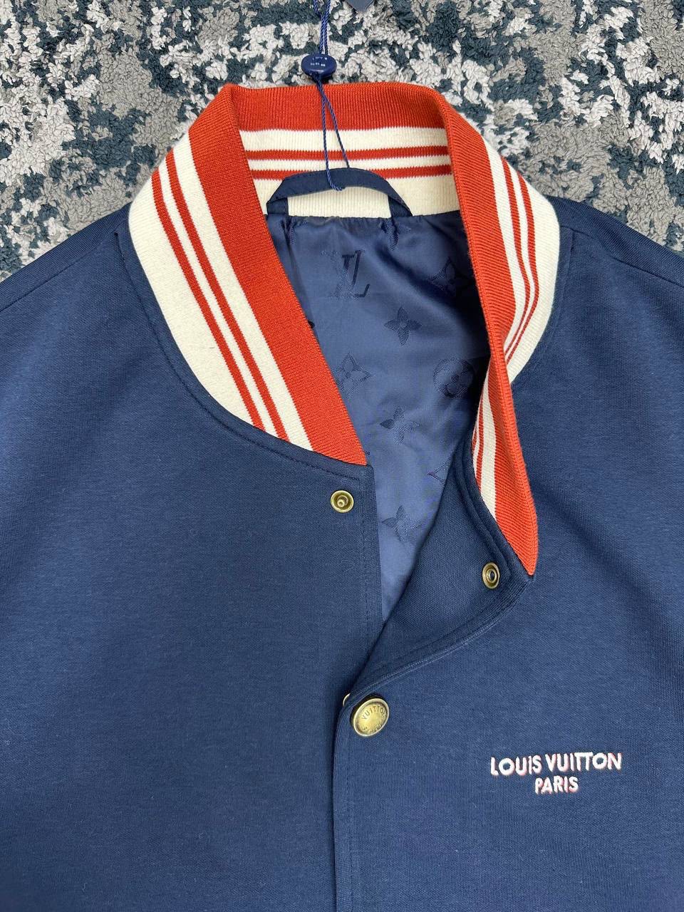 Louis Vuitton Elegant Varsity Jacket in Deep Navy Cotton Jersey