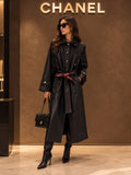 Chanel Winter 2026 Pre-Collection Black Leather Belted Long Coat