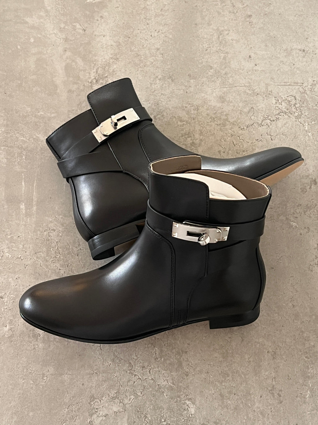Hermes Neo Ankle Boot in Calfskin with Palladium-Plated Kelly Buckle