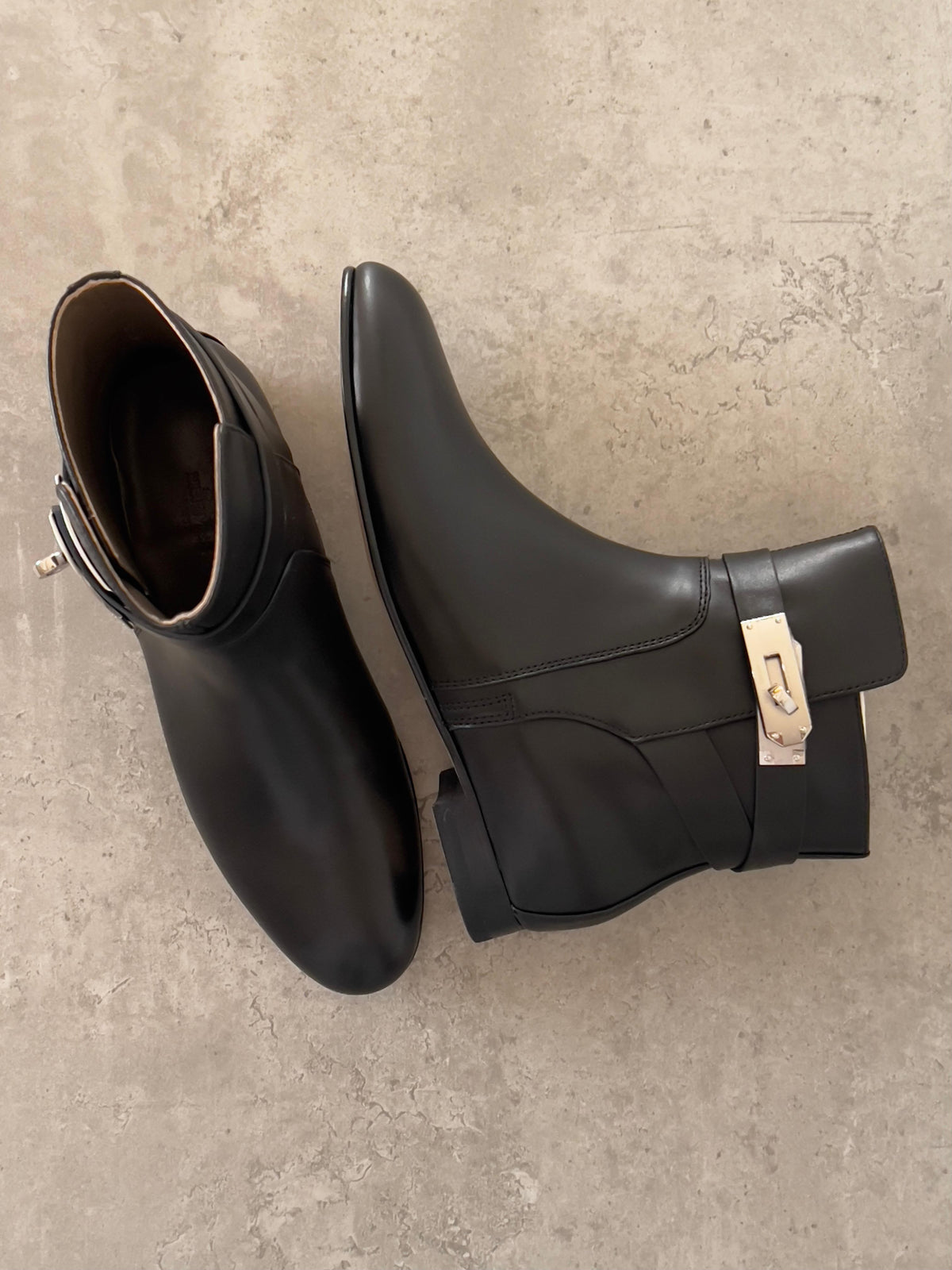 Hermes Neo Ankle Boot in Calfskin with Palladium-Plated Kelly Buckle