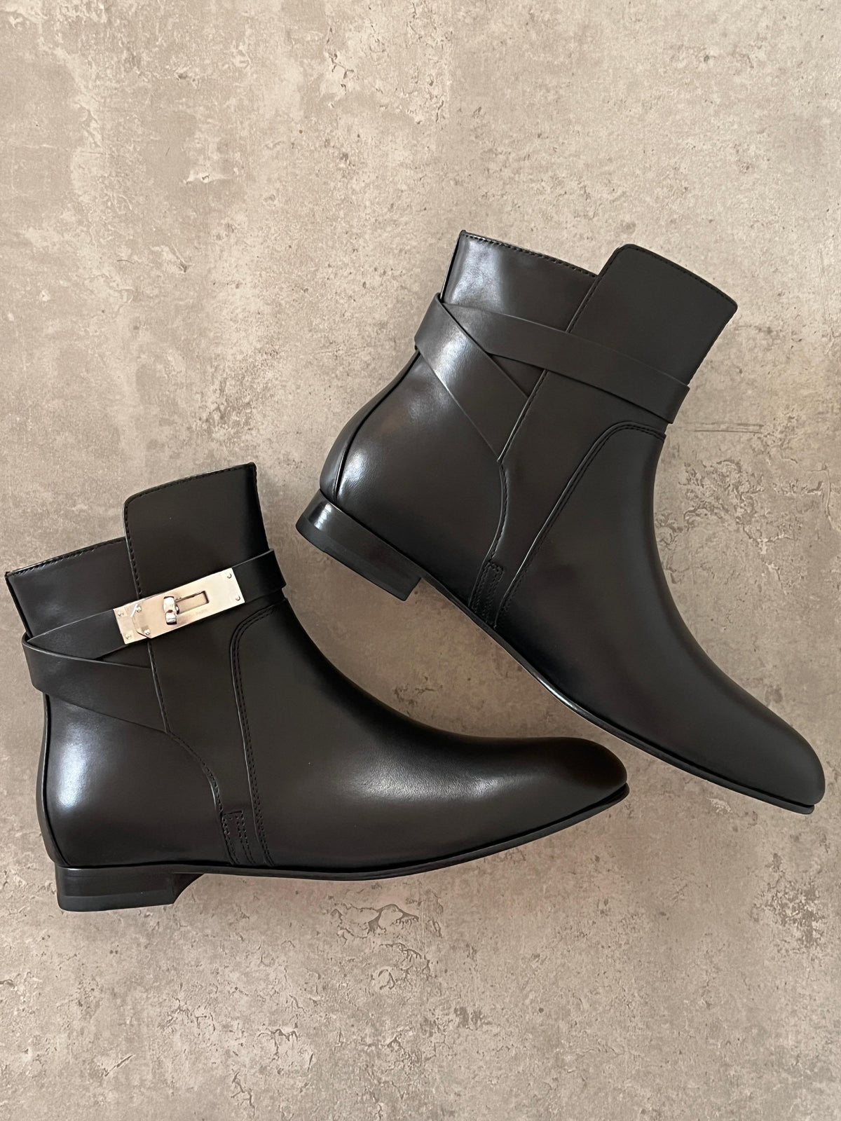Hermes Neo Ankle Boot in Calfskin with Palladium-Plated Kelly Buckle