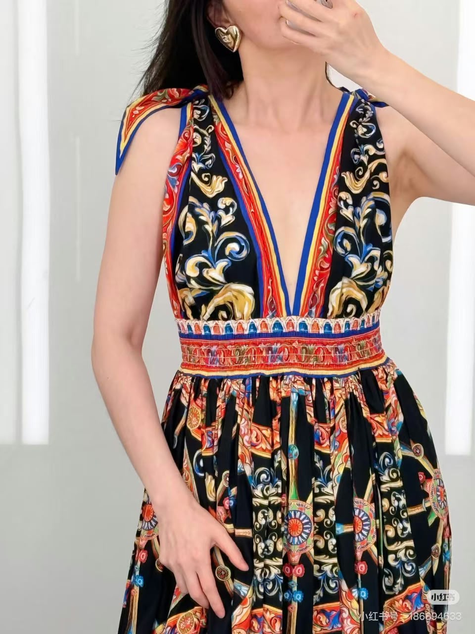 Dolce & Gabbana Carretto-Print Maxi Dress in Cotton-Poplin