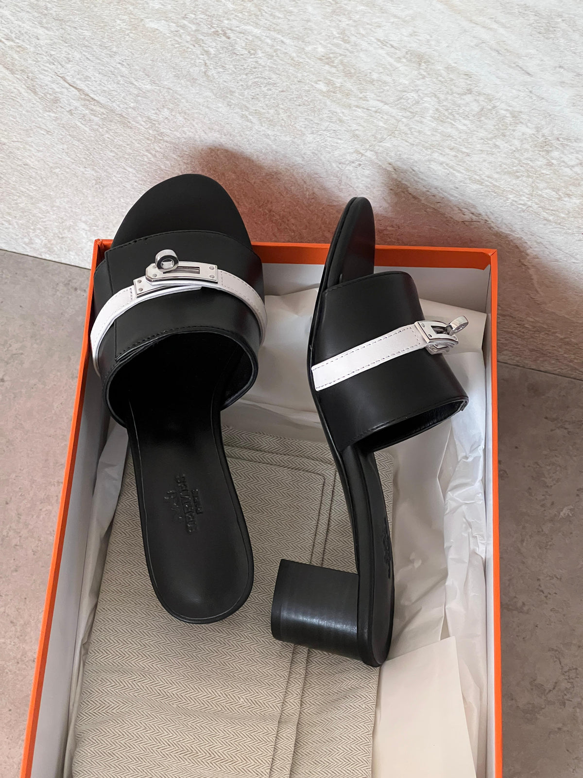 Hermes Gigi 50 Heeled Sandal Mules