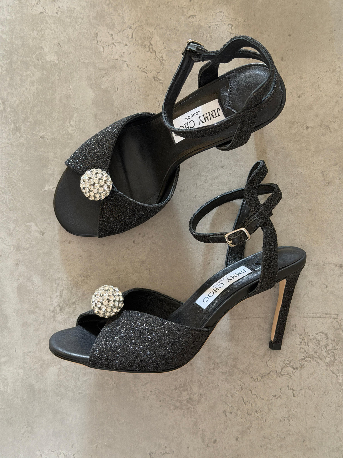Jimmy Choo Sacora Sandals with Crystal-Embellished Sphere
